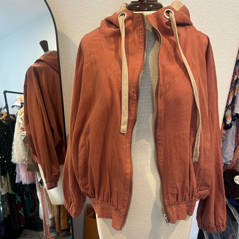 DownEast Rust Bomber Jacket with Hood